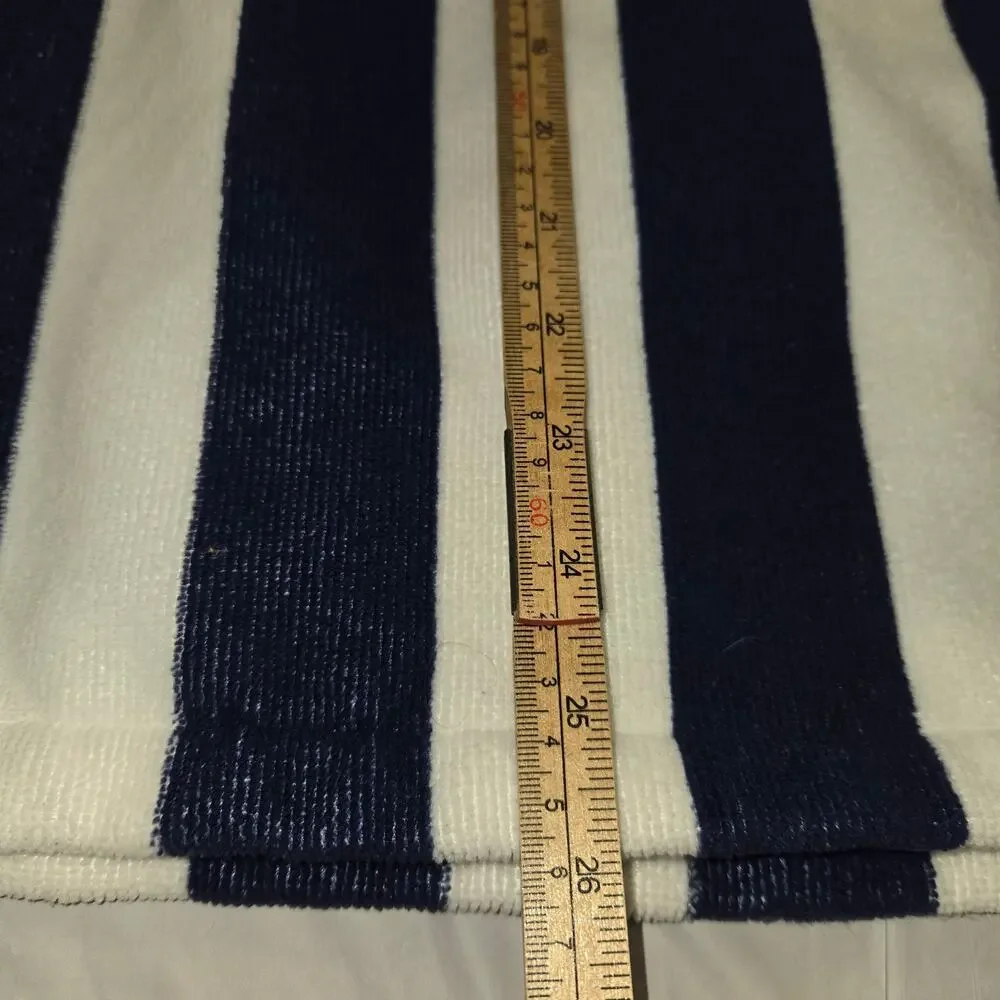 Saks Fifth Avenue Wrap Bath Towel Hook and Loop‎ Terry Cloth Striped Blue White